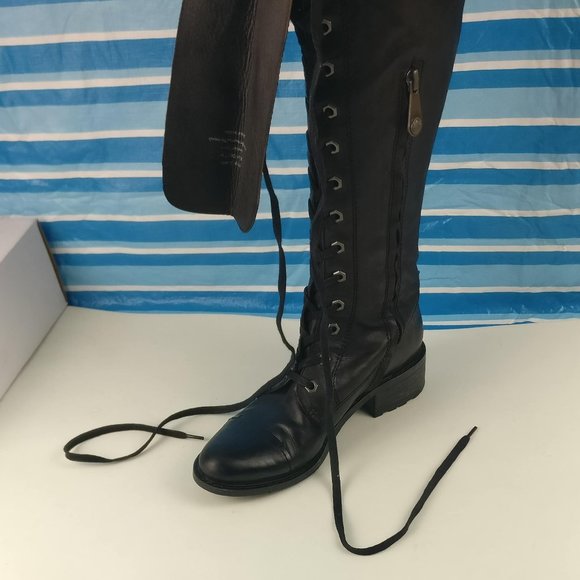 GENUINE LEATHER COUNTRY VICTORIAN OTK TALL ZIP/LACE UP GOTH BOOT 7US/5UK - Picture 4 of 16